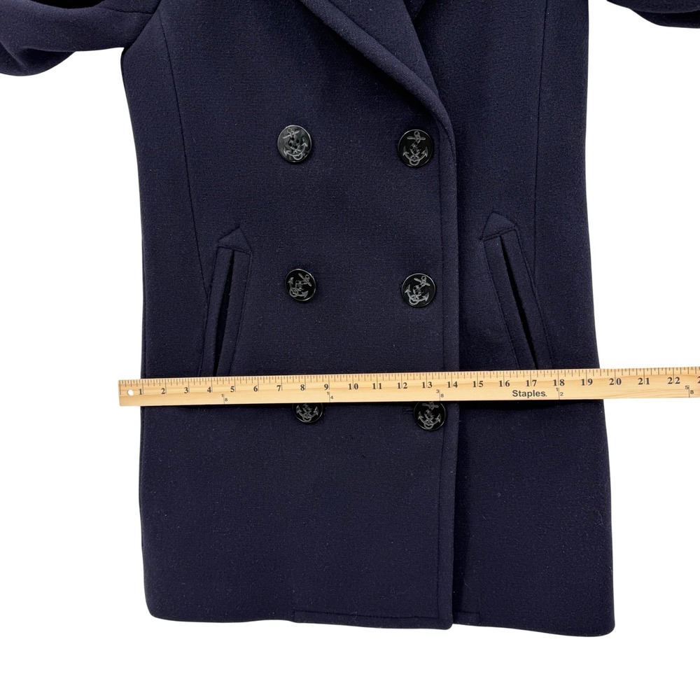 Vintage J. Crew Womens Pea Coat 00‎ Navy Blue Double Breasted Stadium Cloth - Picture 10 of 12